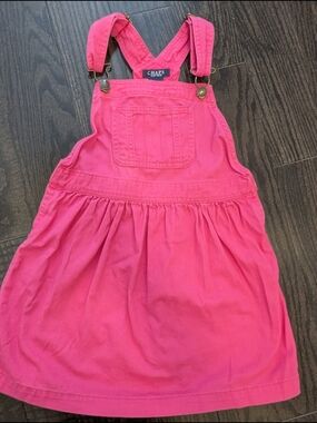 5/$35 Chaps Pink Overall Dress Girls 5 Pinafore Jumper Bib Pocket